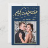 Cartes Pour Fêtes Annuelles Photo élégant de Noël avec écriture dorée fausse (Devant)