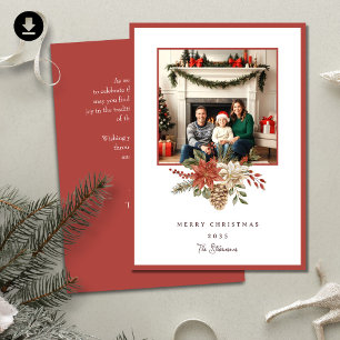 Cartes Pour Fêtes Annuelles Photo élégant de Noël avec Poinsettia