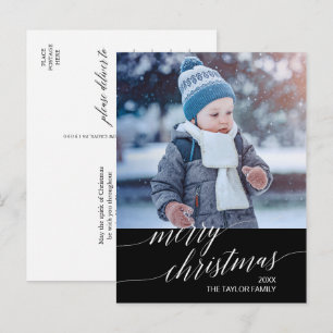 Cartes Pour Fêtes Annuelles Photo élégant de Noël en calligraphie sombre