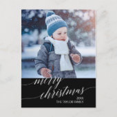 Cartes Pour Fêtes Annuelles Photo élégant de Noël en calligraphie sombre (Devant)