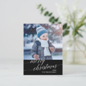 Cartes Pour Fêtes Annuelles Photo élégant de Noël en calligraphie sombre (Debout devant)