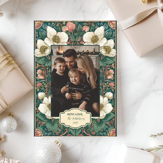 Cartes Pour Fêtes Annuelles Photo Elégant hiver floral Noël