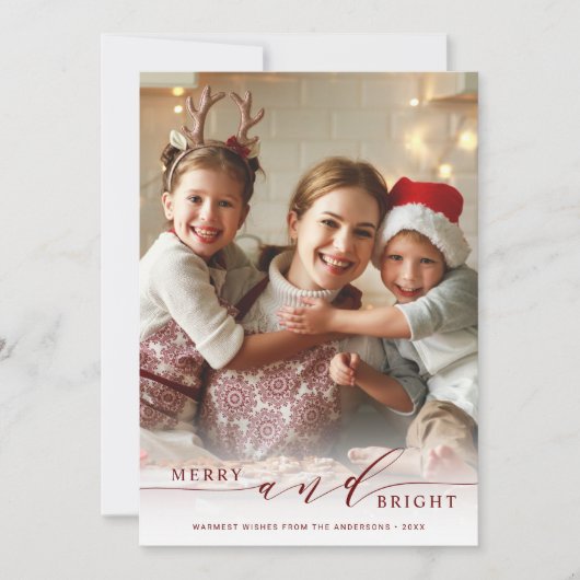 Cartes Pour Fêtes Annuelles Photo élégant joyeux et lumineux en écriture rouge (Devant)