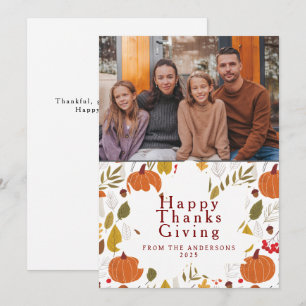Cartes Pour Fêtes Annuelles Photo élégant moderne de Thanksgiving d'automne he