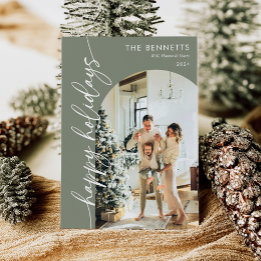 Cartes Pour Fêtes Annuelles Photo élégante Boho Happy Holidays Arch