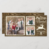 Cartes Pour Fêtes Annuelles Photo en bois rustique espagnole de Navidad de (Devant / Derrière)