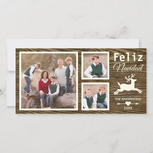 Cartes Pour Fêtes Annuelles Photo en bois rustique espagnole de Navidad de (Devant)