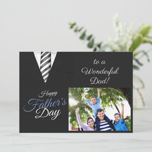 Cartes Pour Fêtes Annuelles Photo en costume noir Joyuse Fête des Pères (Debout devant)