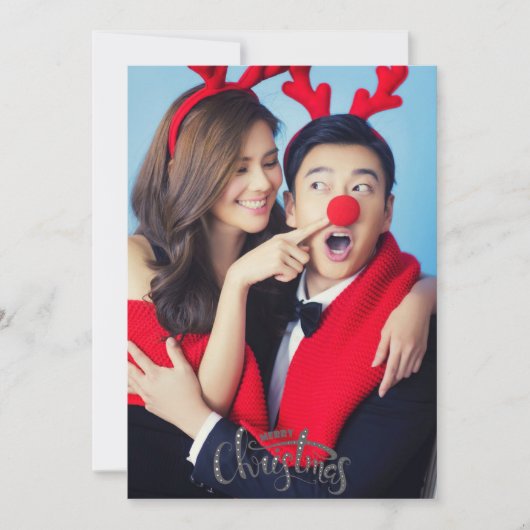 Cartes Pour Fêtes Annuelles Photo en couple Joyeux Noël avec texte arrière per (Devant)
