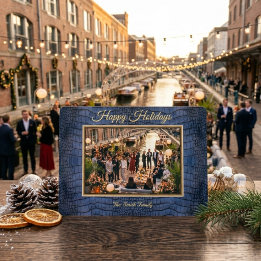 Cartes Pour Fêtes Annuelles Photo en cuir d'alligator faux imprimé bleu cobalt