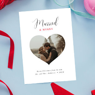Cartes Pour Fêtes Annuelles Photo en forme de coeur Marié et Joyeux Noël