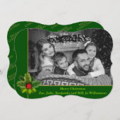 Cartes Pour Fêtes Annuelles Photo en noir et blanc de la photo Holly Frame Fan (Devant / Derrière)