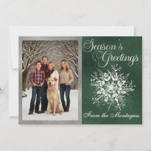 Cartes Pour Fêtes Annuelles Photo encadrée en argent et Flocon de neige en cri