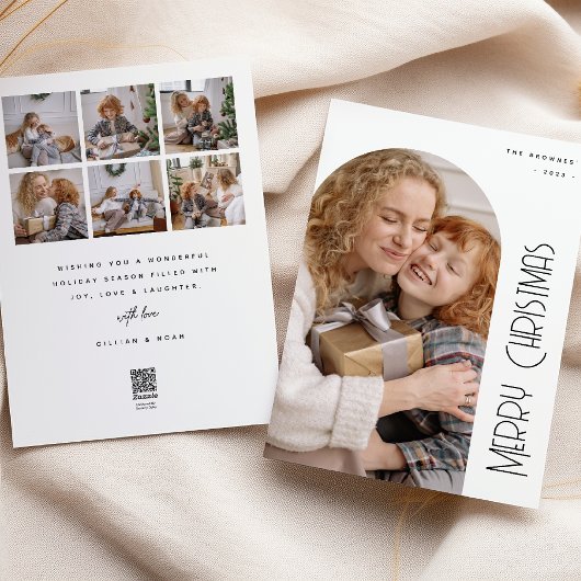 Cartes Pour Fêtes Annuelles Photo et collage minimal de l'arc de Noël Joyeux