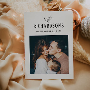 Cartes Pour Fêtes Annuelles Photo et nom de famille élégant Chaleurs