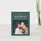 Cartes Pour Fêtes Annuelles Photo et nom de famille élégant | Joyeuses fêtes (Devant)