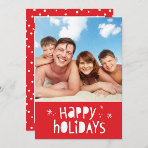 Cartes Pour Fêtes Annuelles PHOTO FAMILIALE NOËL typographie moderne heureux