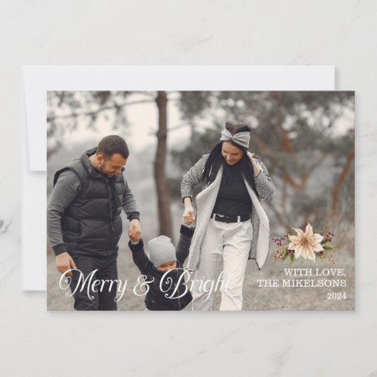 Cartes Pour Fêtes Annuelles Photo Famille Joyeux et Noël brillant (Devant)