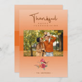 Cartes Pour Fêtes Annuelles Photo Famille Orange Transparence Thanksgiving (Devant / Derrière)
