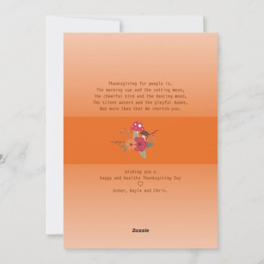 Cartes Pour Fêtes Annuelles Photo Famille Orange Transparence Thanksgiving (Dos)