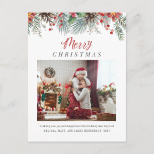 Cartes Pour Fêtes Annuelles Photo Famille Plaid Joyeux Noël Rustique