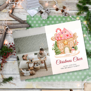 Cartes Pour Fêtes Annuelles Photo Festive Gingerbread Maison Noël