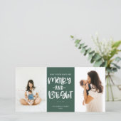 Cartes Pour Fêtes Annuelles Photo Festive Joyeux Et Vert Vivant (Debout devant)