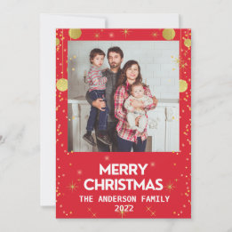 Cartes Pour Fêtes Annuelles Photo Fêtes de Noël Or Rouge Joyeux Noël