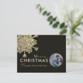 Cartes Pour Fêtes Annuelles Photo Flèche de neige noire et or | Joyeux Noël (Debout devant)