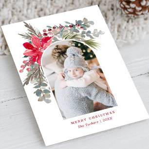 Cartes Pour Fêtes Annuelles Photo Floral Aquarelle Noël Arch Moderne