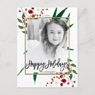 Cartes Pour Fêtes Annuelles Photo floral moderne aquarelle de vacances de Noël