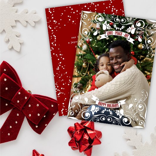 Cartes Pour Fêtes Annuelles Photo florale de Flourish de Nouveau d'art de joie