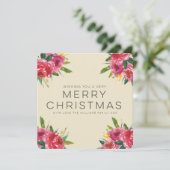 Cartes Pour Fêtes Annuelles Photo florale de manuscrit de Joyeux Noël (Debout devant)