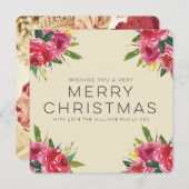 Cartes Pour Fêtes Annuelles Photo florale de manuscrit de Joyeux Noël (Devant / Derrière)