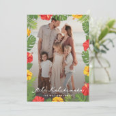 Cartes Pour Fêtes Annuelles Photo florale Feuille tropicale Mele Kalikimaka (Debout devant)