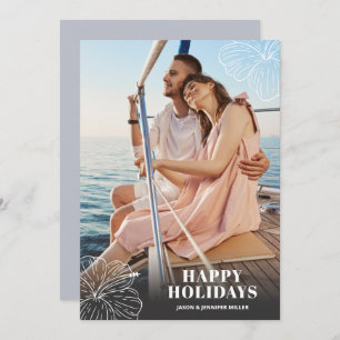 Cartes Pour Fêtes Annuelles Photo florale Hawaiienne tropicale blanche