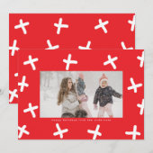 Cartes Pour Fêtes Annuelles Photo Frontière moderne Fun Rouge & Blanc Carangs  (Devant / Derrière)