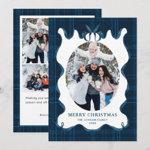 Cartes Pour Fêtes Annuelles Photo funky vintage Noël Bleu Bow Coquette5