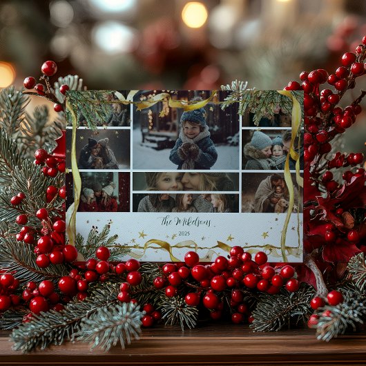 Cartes Pour Fêtes Annuelles Photo Gold Ruban Rustique Noël