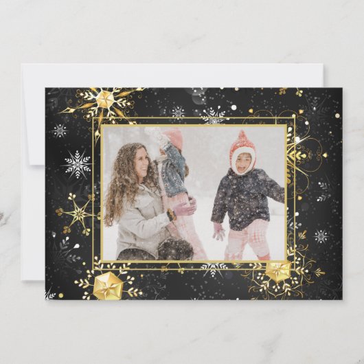 Cartes Pour Fêtes Annuelles Photo Gold Snowflake Noël Noël Noël (Devant)
