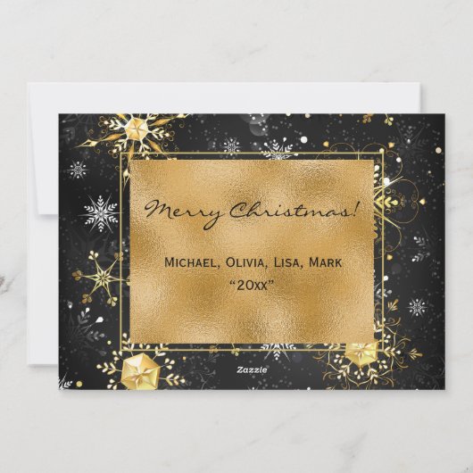 Cartes Pour Fêtes Annuelles Photo Gold Snowflake Noël Noël Noël (Dos)
