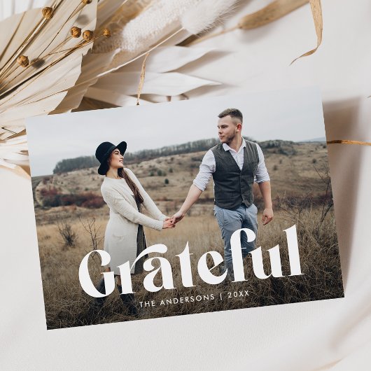 Cartes Pour Fêtes Annuelles Photo Grateful Typography