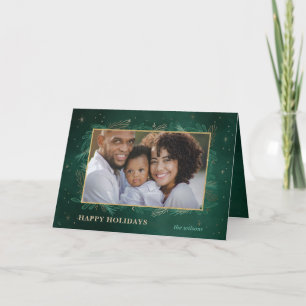 Cartes Pour Fêtes Annuelles Photo Green Gold Botanical Sparkle
