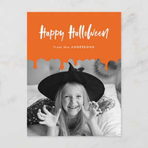 Cartes Pour Fêtes Annuelles Photo Halloween Orange sanglant qui dégouline