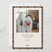 Cartes Pour Fêtes Annuelles Photo Halloween Plaid Tartan Orange Noir (Dos)