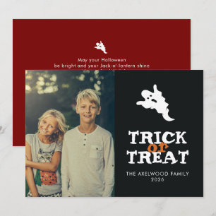 Cartes Pour Fêtes Annuelles Photo Halloween Trick or Treat Fantôme Minimaliste
