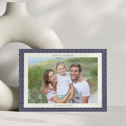 Cartes Pour Fêtes Annuelles Photo Hanoukka géométrique bleu moderne du milieu
