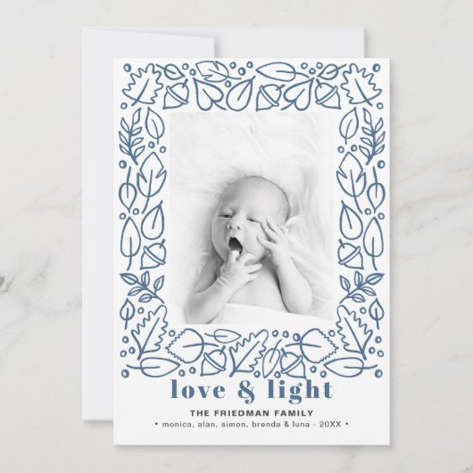 Cartes Pour Fêtes Annuelles Photo Hanoukka moderne Blue Love & Light (Devant)