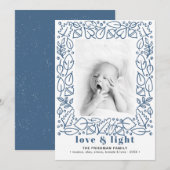 Cartes Pour Fêtes Annuelles Photo Hanoukka moderne Blue Love & Light (Devant / Derrière)