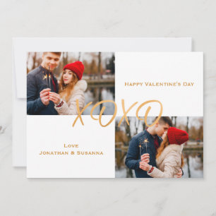 Cartes Pour Fêtes Annuelles Photo Heureuse Sainte-Valentin Gold XOXO